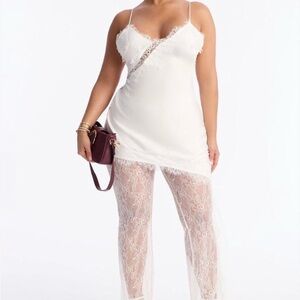 Fashion Nova White Asymmetrical Lace Dress
